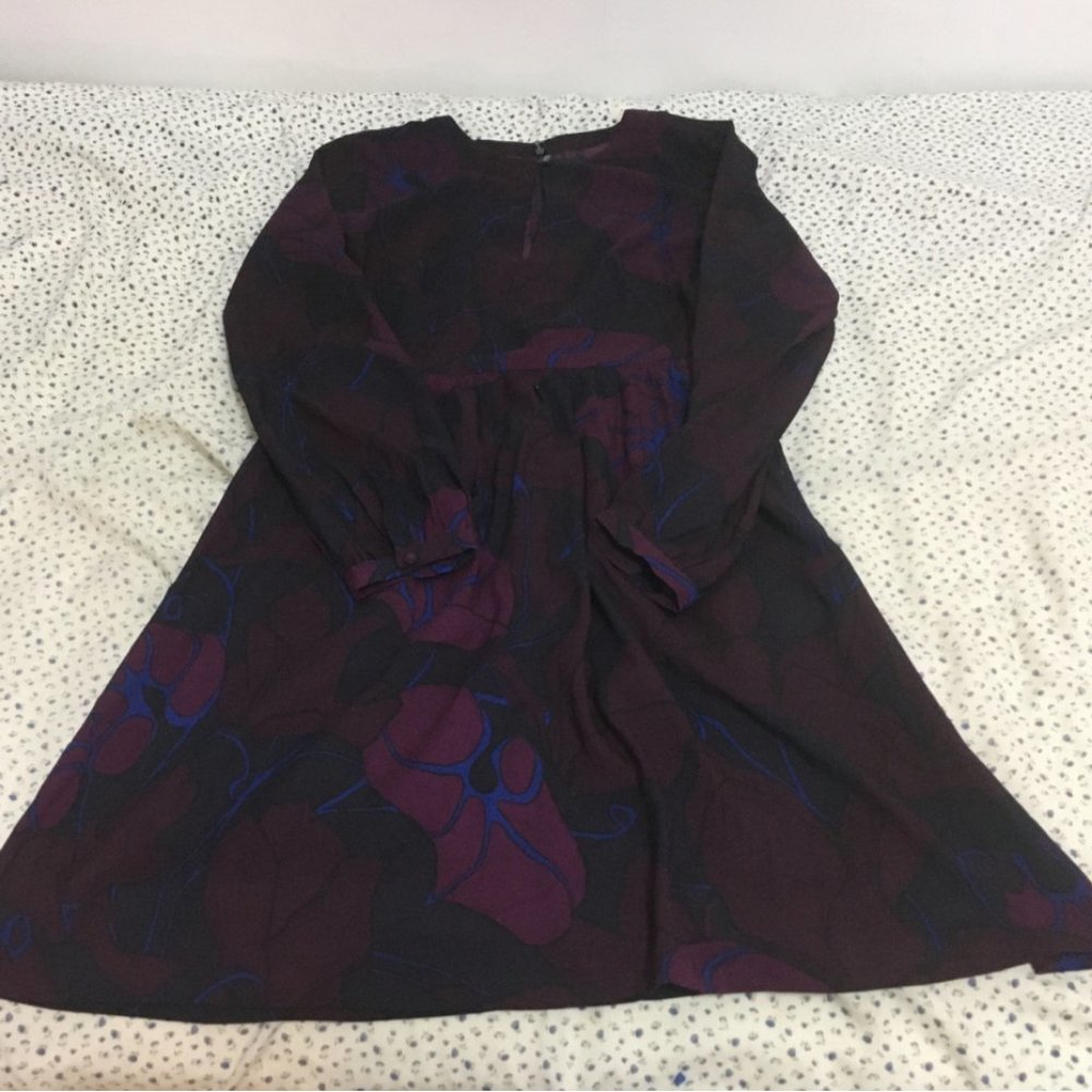 Long sleeve loft dark floral dress with pockets